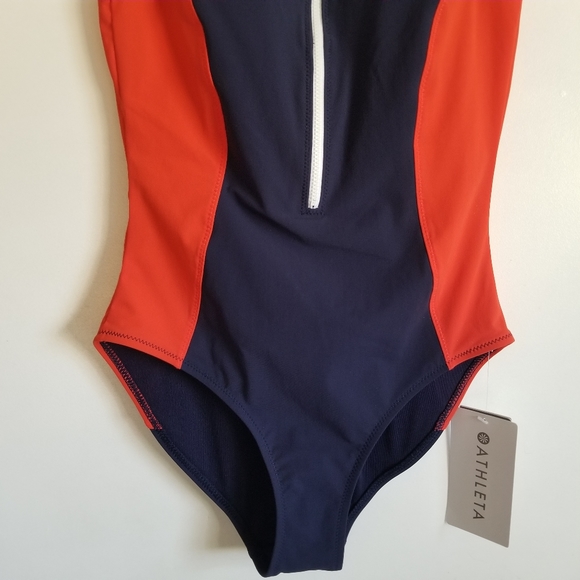 New Athleta Colorblock Zip Front One Piece Swimsuit XXS - Picture 4 of 11